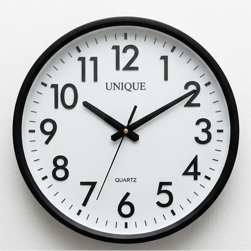 UNIQUE Classic Black & White Wall Clock - Large Numbers